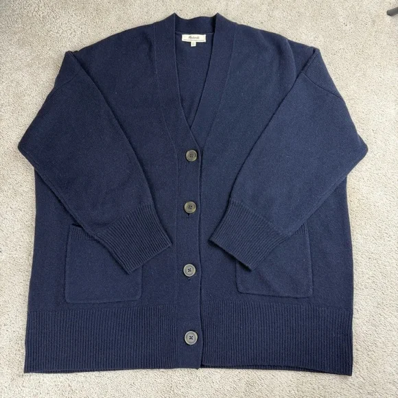 Madewell (Re)sourced Cashmere Oversized Cardigan Sweater Midnight Blue Size XL - Picture 3 of 14